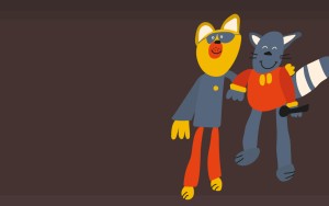 Grafik von einem Bär und einer Katze